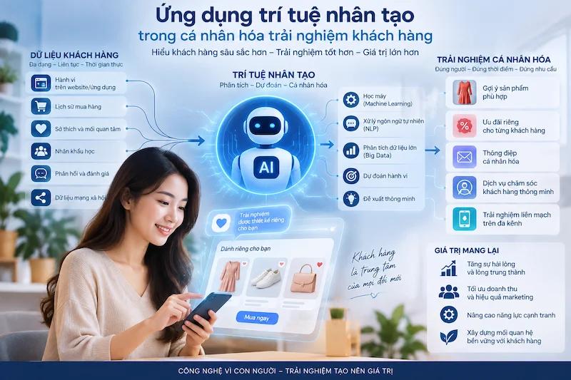Ứng dụng trí tuệ nhân tạo trong cá nhân hóa trải nghiệm khách hàng: Thực trạng và hàm ý quản trị